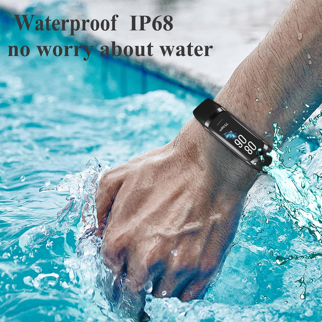 Keep Health Fitness Trackers for Women Men, Amoled Fitness Tracker for Android&Ios, Alarm Stopwatch Fitness Tracker with Blood Pressure Monitor, Calories Burned IP68 Waterproof Fitness Step Tracker