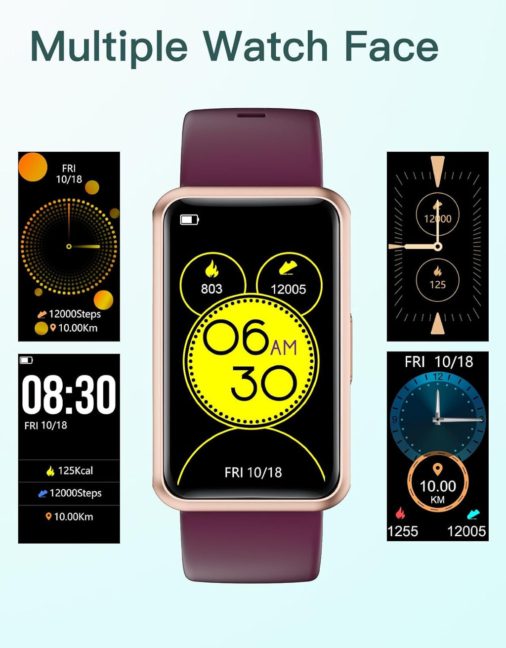 Fitness Tracker No Bluetooth No APP No Phone Needed, Fitness Watch for Men Women Parents IP68 Waterproof with Full Touch Screen Steps Calories Counter Sleep Tracker Alarm Clocks (Purple)