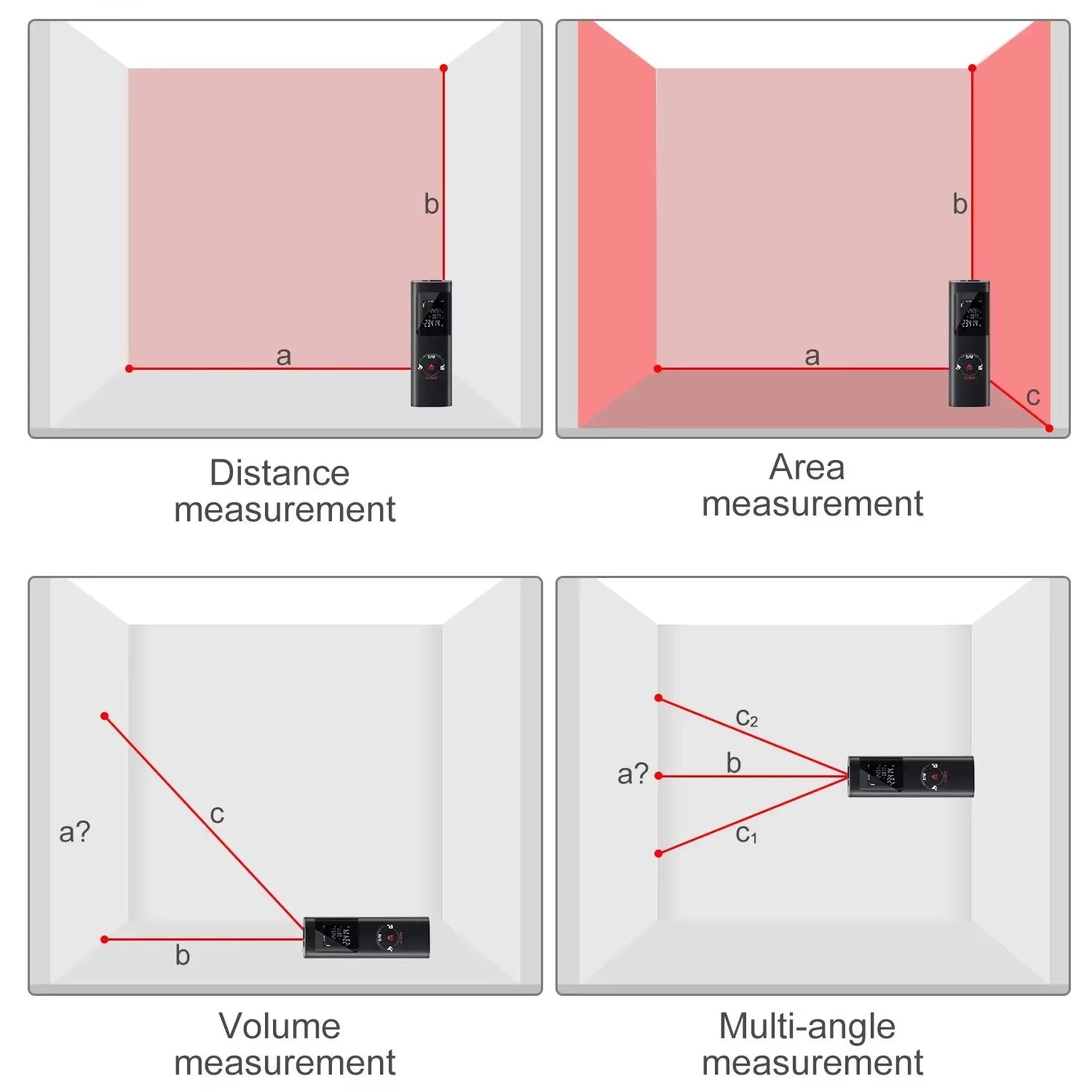 SmartMeasure 40M/60M Mini Laser Distance Meter – USB Rechargeable Handheld Rangefinder for Accurate Measurements